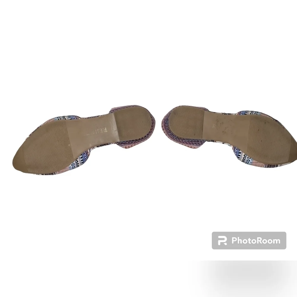 RESTRICTED Multicolor Embroidered D'Orsay Pointed Toe Flats Boho Aztec Size 6